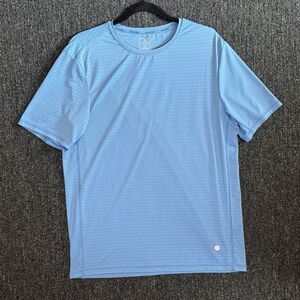 Soybu Focus Mens Blue Striped Performance T-Shirt Short Sleeve Men’s Size Medium